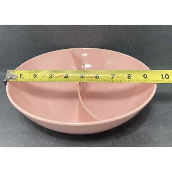 Vintage Windsor MELMAC Round Pink Divided Serving Bowl 9 Inch Diameter - Picture 3 of 5